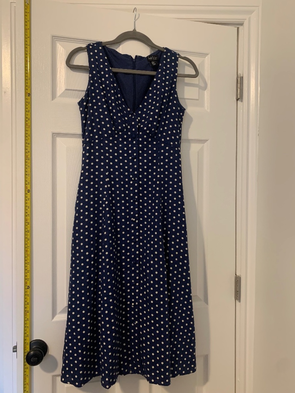 Blue Polka Dot Midi Dress